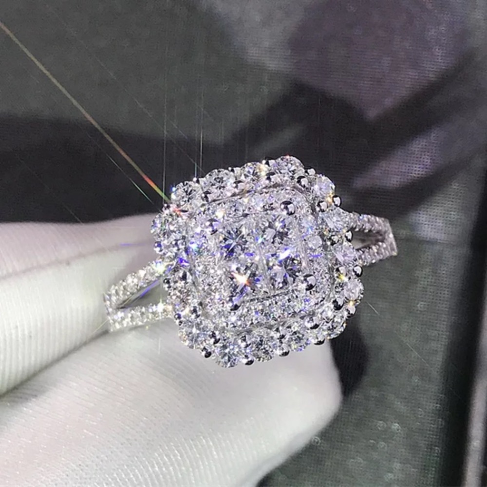 New Luxury solid 925 sterling silver Diamond Ring - Picture 2 of 8